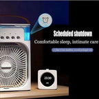 3 In 1 Small Air Cooler LED Night Light Portable Humidifier Air Adjustment Fan For Office & Home
